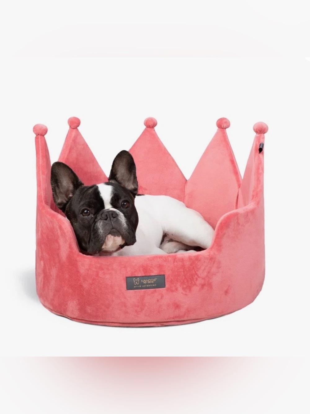 NANDOG, Plush Crown Dog Bed - Pink